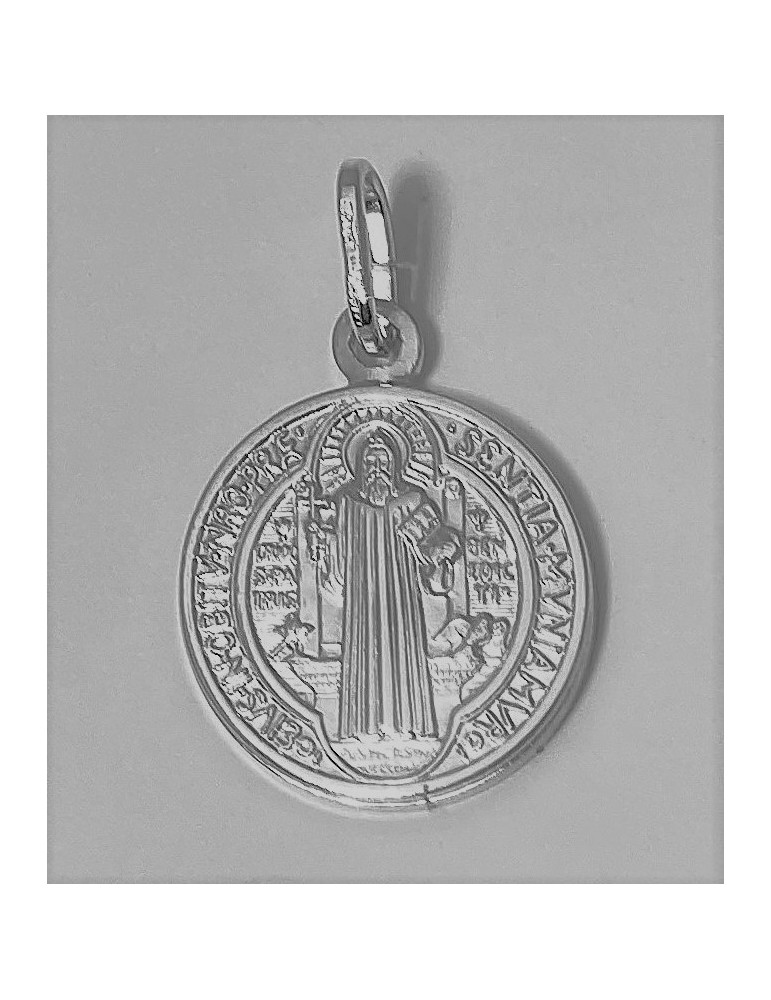 Medalla de plata - San Benito - 12 mm., Viareggio Articulos Religiosos